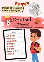 Vorschau - Stationenlernen - Deutsch Arbeitsblatt Pilzsalat – Buchstaben im Pilz ordnen ab der 2. Klasse | Herbst, Nomen mit Artikel, dreifach differenziert mit Lösungen 🍄 - Deckblatt