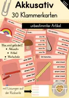 Vorschau - Fördermaterial/Inklusion - Akkusativ - unbestimmter Artikel Klammerkarten - Deckblatt