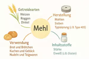Vorschau - Arbeitsblätter - AB mit Fragen zum Thema "Mehl" + Lösungsblatt + Mindmap + Infografik - Seite 2