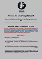 Vorschau - Unterrichtsreihen - Kurzgeschichten + Kommunikation: Klausur zu Maas Fragebogen - Deckblatt