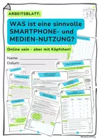 Vorschau - Arbeitsblätter - WAS ist eine sinnvolle SMARTPHONE- und MEDIEN-NUTZUNG? - Deckblatt