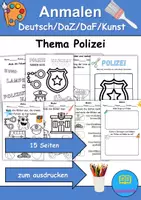 Vorschau - Arbeitsblätter - Materialpaket - Polizei Malen - DaZ/DaF/Kunst/Deutsch/Sachunterricht - Seite 1