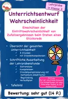 Vorschau - Stundenentwürfe - Lehrprobe Wahrscheinlichkeit am Glücksrad - Unterrichtsentwurf Mathe Klasse 2 - Deckblatt