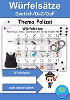 Vorschau - Arbeitsblätter - Würfelsätze / Würfelspiel Polizei - Deutsch/DaF/DaZ - Wortspiel - Deckblatt