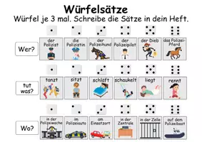 Vorschau - Arbeitsblätter - Würfelsätze / Würfelspiel Polizei - Deutsch/DaF/DaZ - Wortspiel - Seite 1