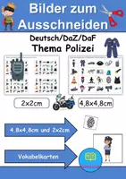 Vorschau - Arbeitsblätter - Vokabelbilder Polizei - Bilder zum ausschneiden (Klasse 1 und 2) - Deckblatt