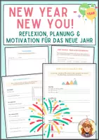Vorschau - Arbeitsblätter - Neujahrsvorsätze für Schüler/ Arbeitsmaterial für einen gelungenen Jahresstart / Kreative Arbeitsblätter für Motivation, Rückblick und Zielsetzung / inkl. Vorlage Vision Board - Deckblatt