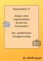 Vorschau - Arbeitsblätter - Klassenarbeit 9: Sachtextanalyse mit ausführlichem Lösungsvorschlag zum Thema "Bodyshaming" - Deckblatt
