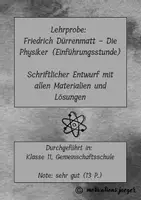 Vorschau - Stundenentwürfe - Lehrprobe: Friedrich Dürrenmatt - Die Physiker - Deckblatt