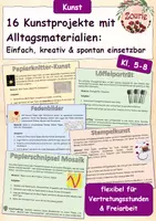 Vorschau - Arbeitsblätter - Kunst: 16 Projekt-Aufgaben für Vertretung & Freiarbeit - Deckblatt