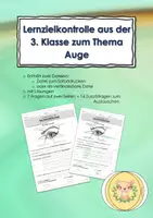 Vorschau - Klassenarbeiten - Lernzielkontrolle 3. Klasse Auge, Probe, Leistungsnachweis - Deckblatt