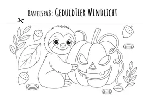 Vorschau - Mal- und Bastelvorlagen - Bastelspaß: GeduldTier Windlicht - Seite 1