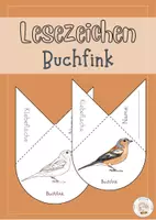 Vorschau - Mal- und Bastelvorlagen - Lesezeichen Buchfink - Eck-Lesezeichen basteln und anmalen - Deckblatt