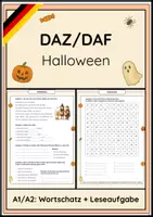 Vorschau - Arbeitsblätter - DAZ/DAF: Halloween – Übungen mit Lösungen (A1/A2) - Seite 1