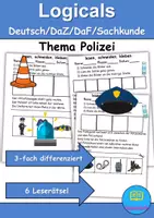 Vorschau - Arbeitsblätter - Polizei Leserätsel - Lesen • schneiden • kleben - DaZ/DaF / Deutsch / Sachunterricht - Deckblatt