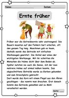 Vorschau - Unterrichtsreihen - Getreideernte früher und heute - Sachtexte mit Fragen - Seite 1