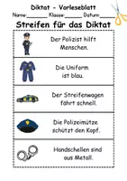 Vorschau - Arbeitsblätter - Diktat - Thema Polizei - DaZ/DaF / Deutsch (Klasse 1 bis 4) - Seite 1