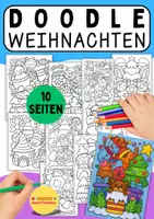 Vorschau - Mal- und Bastelvorlagen - 🎄 Weihnachtliche Doodle Ausmalvorlagen für Kinder – 10 kreative Motive zum Ausdrucken 🎨 - Deckblatt
