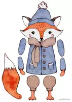 Vorschau - Mal- und Bastelvorlagen - Winterfuchs: Bewegliche Papierpuppe für Weihnachtsgrüße an Mama und Papa - Seite 3