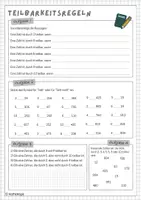 Vorschau - Arbeitsblätter - Teilbarkeitsregeln - Deckblatt
