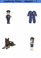 Vorschau - Mal- und Bastelvorlagen - Lesekarten/Bildkarten Polizei einfach - DaZ/DaF / Deutsch (Grundschule) - Seite 1