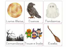 Vista previa - Refuerzo / NEE / Materiales de apoyo - HALLOWEEN - VOCABULARIO: Tarjetas 3 partes. Montessori. - página 3