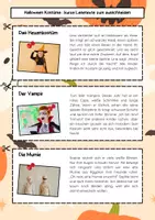 Vorschau - Poster - Halloween Kostüme Grundschule: 12 Lesetexte mit Fragen - Seite 1