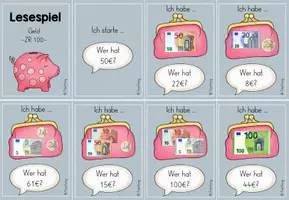 Vorschau - Aufgabenkarten - Lesespiel - Geldbeträge (ZR 100) - Seite 2