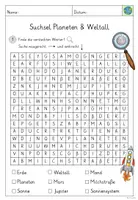 Vorschau - Arbeitsblätter - Suchsel Planeten & Weltall - Seite 1