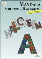 Vorschau - Mal- und Bastelvorlagen - MANDALA "HALLOWEEN-SCHRIFTZUG" zum Beispiel für eine Girlande / als Fensterbild (Halloween, Herbst) - Deckblatt