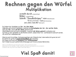 Vorschau - Arbeitsblätter - Rechnen gegen den Würfel - Multiplikation -Mathematik - Seite 1