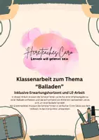 Vorschau - Klassenarbeiten - Klassenarbeit Balladen: Inhaltsangabe und Nachweisen von Merkmalen - Deckblatt