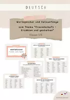 Vorschau - Arbeitsblätter - Gedanken und Gefühle in Erzählungen – Wortspeicher und Satzanfänge für Erzählungen (Schreibhilfe) - Deckblatt