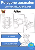 Vorschau - Arbeitsblätter - Polygone ausmalen: Polizei - DaZ/DaF • Deutsch • Kunst - Deckblatt