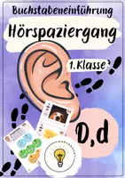 Vorschau - Arbeitsblätter - Buchstabeneinführung D - Buchstabe D - Hörspaziergang D mit Differenzierung - Deckblatt