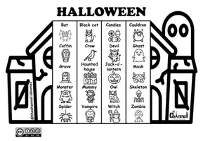 Aperçu - Matériel pour travaux manuels / dessin - HALLOWEEN VOCABULARY – Flap Book (20 words) - Page 2