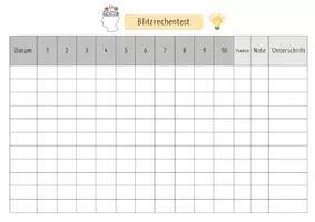 Vorschau - Arbeitsblätter - Blitzrechentest Blitzrechnen Mathe-Test blanko Rechendiktat - Seite 1