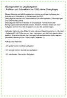 Vorschau - Fördermaterial/Inklusion - Legeaufgaben Addition und Subtraktion im ZR 1000 (ohne Übergänge) - Seite 1