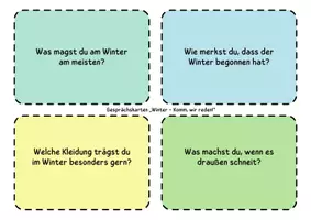 Vorschau - Arbeitsblätter - Gesprächskarten Winter + Methoden zum Anwenden - Seite 1