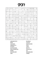 Vista previa - Juegos / Gamificación - Sopa de letras italiano "sport e tempo libero" - página 1