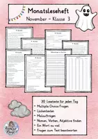 Vorschau - Arbeitsblätter - Monatsleseheft - November - Klasse 3 - Deckblatt