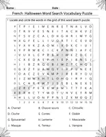 Aperçu - Jeux - Halloween French Word Search mot croises bundle of 10 Vocabulary Puzzles - Page 3