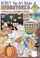 Vorschau - Mal- und Bastelvorlagen - Pop-Art Herbstmotive 🎨 – Kürbis, Drache, Pilz, Tasse, Becher & Regenschirm - Deckblatt