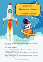 Vorschau - Arbeitsblätter - Lustige Sätze zum Lesenlernen – Weltraum-Arbeitsblätter für die 1. Klasse (PDF) - Deckblatt