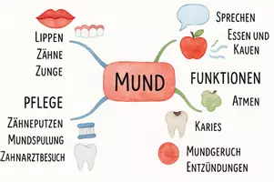 Vorschau - Arbeitsblätter - AB mit Fragen zum Thema "Mund" + Lösungsblatt + Mindmap + Infografik - Seite 2