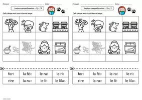 Aperçu - Feuilles d'exercices - Lecture compréhension mot image - prog Kit et Siam - P1 - Page 2