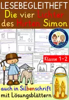 Vorschau - Unterrichtsreihen - Die vier Lichter des Hirten Simon Klasse 1-2 LESEGEBLEITHEFT Symbol Licht - Deckblatt