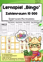 Vorschau - Arbeitsblätter - Bingo-Lernspiel: Schriftliche Multiplikation im Zahlenraum 10 000 - Deckblatt