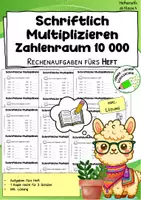 Vorschau - Arbeitsblätter - Schriftliche Multiplikation im Zahlenraum 10 000 – Rechenaufgaben fürs Heft - Deckblatt