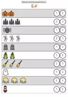 Vorschau - Arbeitsblätter - Zählen bis 3 Halloween: Mengenerfassung. Zählen bis 3. Arbeitsblätter - Seite 1